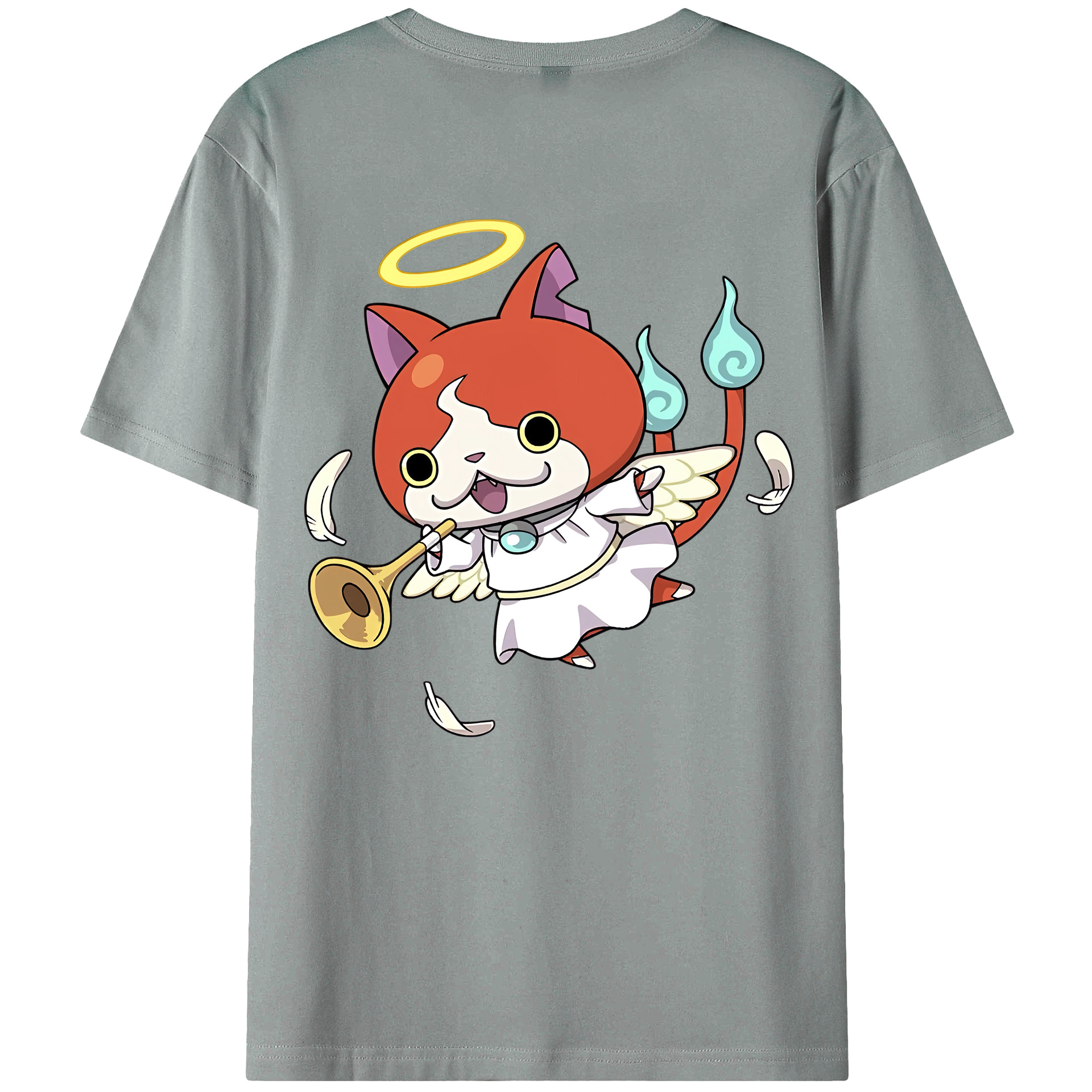 （画像用） 妖怪ウォッチ Yo-kai Watch 綿100％ メンズ半袖Tシャツ（バックプリント） 通気性